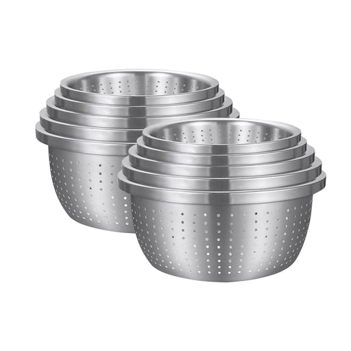 2x Stainless Steel Nesting Basin Colander Perforated Kitchen