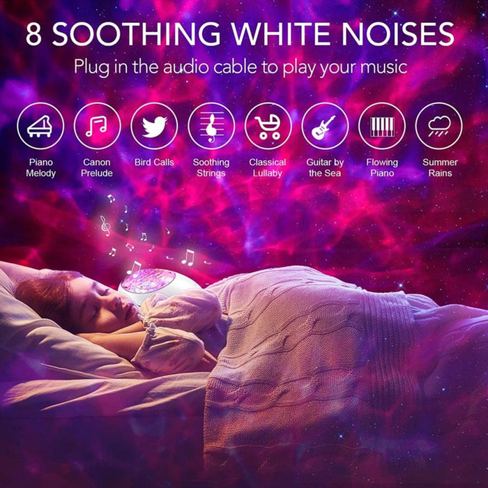 Vibe Geeks 3-in-1 Galaxy Star Night Light With White Noise-