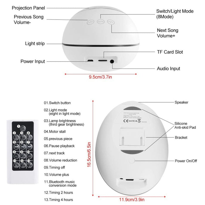 Vibe Geeks 3-in-1 Galaxy Star Night Light With White Noise-