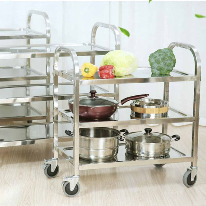 3 Tier 95x50x95cm Stainless Steel Kitchen Dinning Food Cart