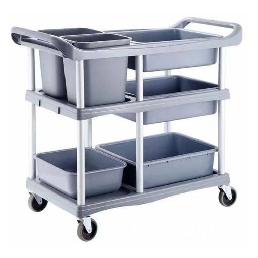 3-tier Commercial Soiled Food Trolley Dirty Plate Cart Five