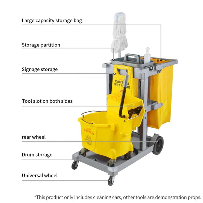 3 Tier Multifunction Janitor Cleaning Waste Cart Trolley