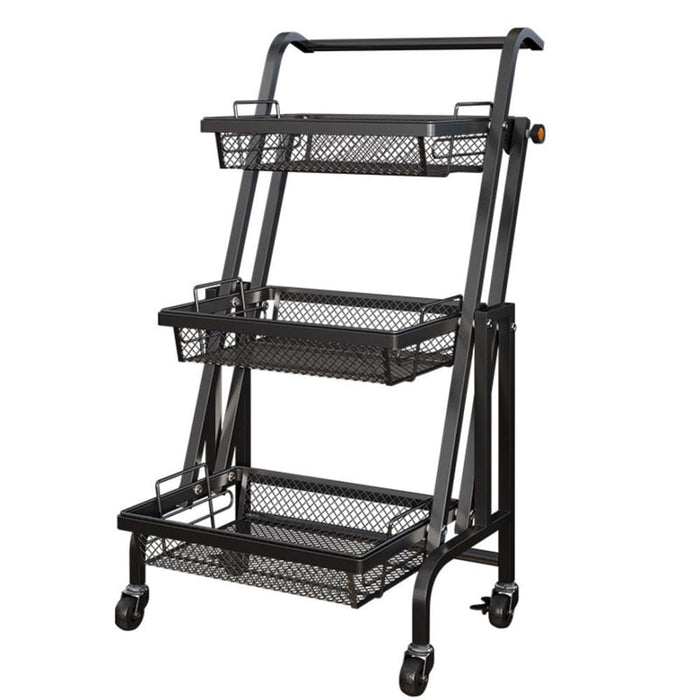 3 Tier Steel Black Adjustable Kitchen Cart Multi-functional