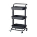 3 Tier Steel Black Movable Kitchen Cart Multi-functional
