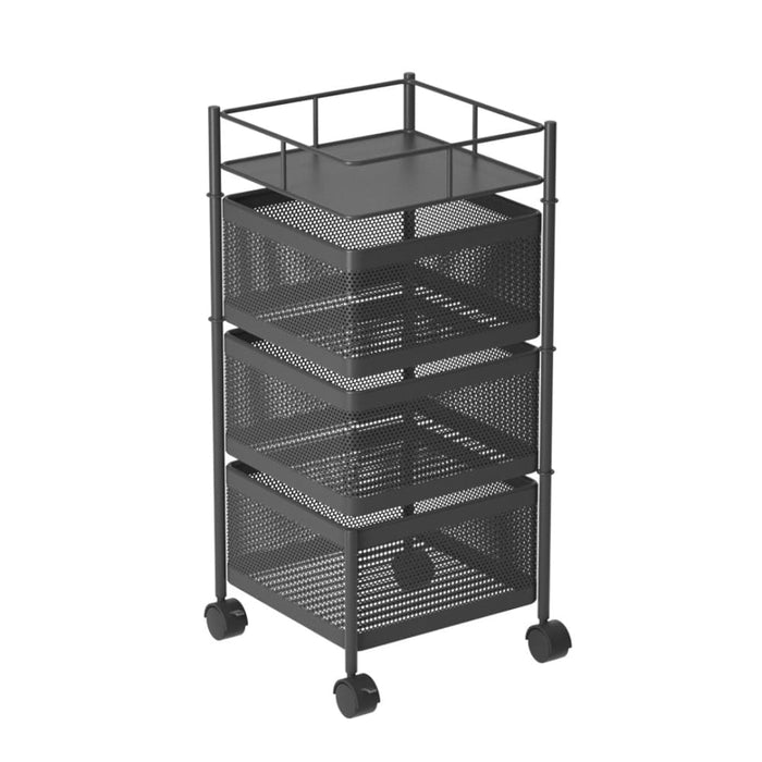 3 Tier Steel Square Rotating Kitchen Cart Multi-functional