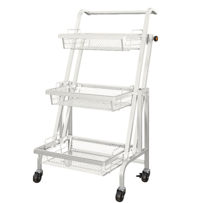 3 Tier Steel White Adjustable Kitchen Cart Multi-functional