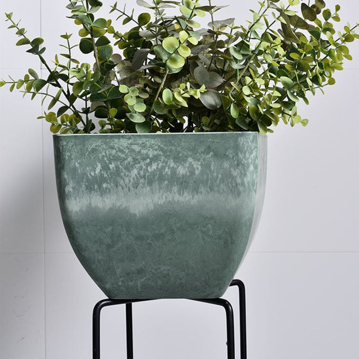 32cm Green Grey Square Resin Plant Flower Pot In Cement