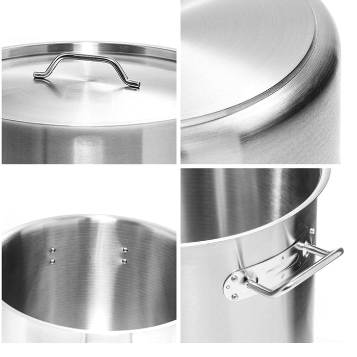 33l Stainless Steel Stock Pot With One Steamer Rack Insert