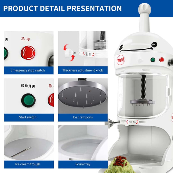 350w Commercial Ice Shaver Crusher Machine Automatic Snow