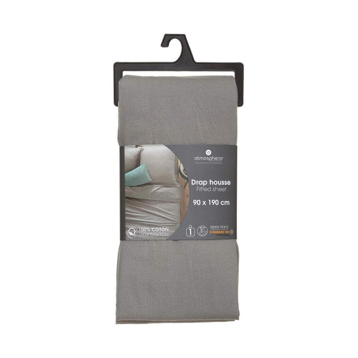 Fitted Bottom Sheet Atmosphera Grey 90 x 190 Cm