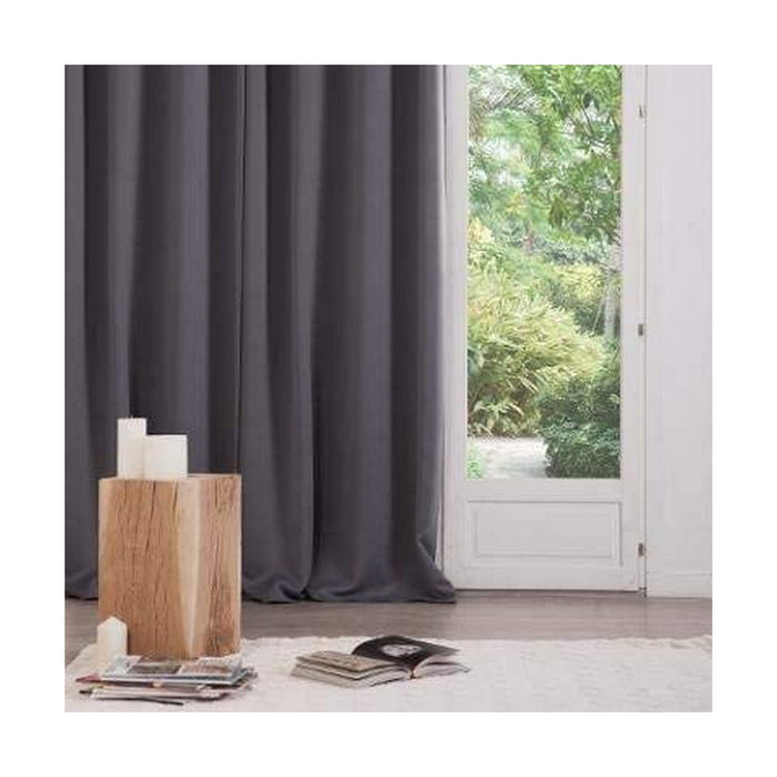 Curtains Atmosphera Opaque Grey Polyester 2 Units 135 X 240 Cm