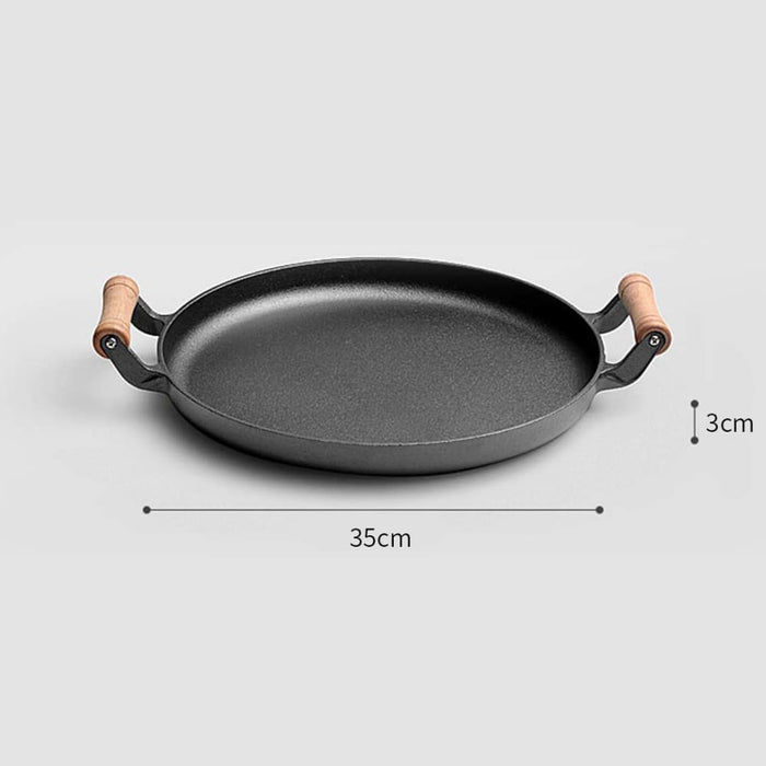 35cm Cast Iron Frying Pan Skillet Steak Sizzle Fry Platter
