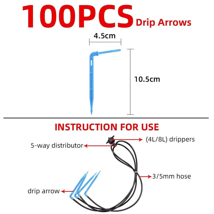 3 5mm 50m Hose Watering Arrows Steady Flow Dripper Way