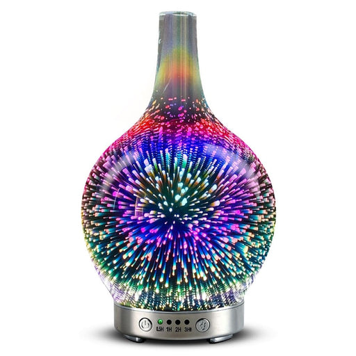 3d Fireworks Glass Air Humidifier With 7 Led Night Light