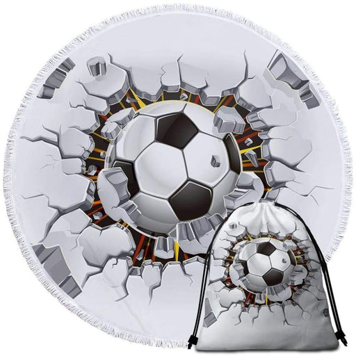 3d Sports Football Print Round Beach Towel