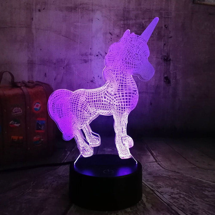 3d Unicorn Night Light With Remote Control- Usb Interface