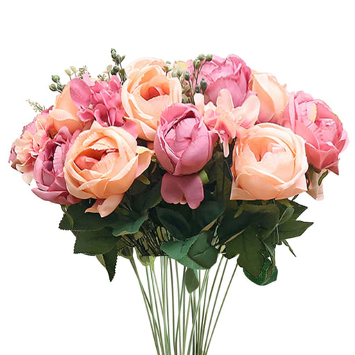 3pcs Artificial Silk With 15 Heads Flower Fake Rose Bouquet