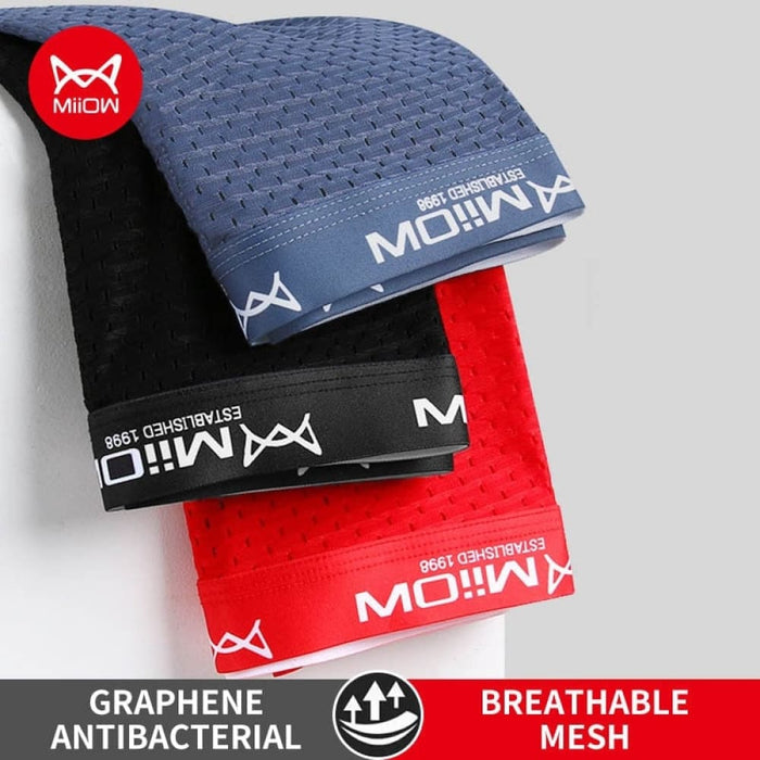 3pcs Boxer Men Underwear Mesh Breathable Antibacterial