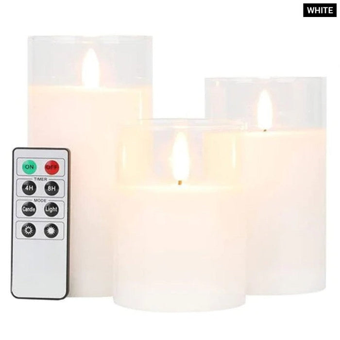 3pcs Flameless 3d Effect Led Candles With 8 Key Remote