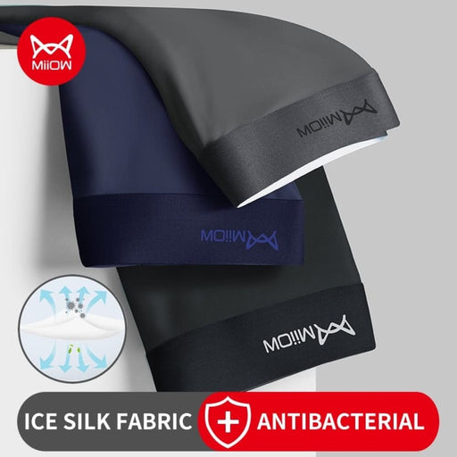 3pcs Ice Silk Men Boxer Shorts Underwear Antibacterial