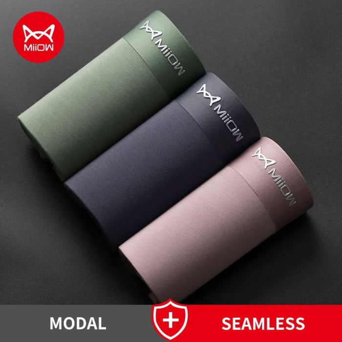 3pcs Men Underwear Boxer Shorts Modal Seamless Comfort