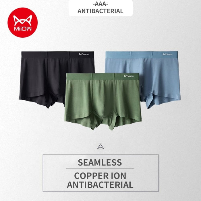 3pcs Modal Men Underwear Boxer Shorts Seamless No Trace