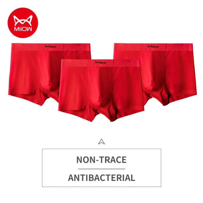 3pcs Modal Men Underwear Boxer Shorts Year Red Underpants