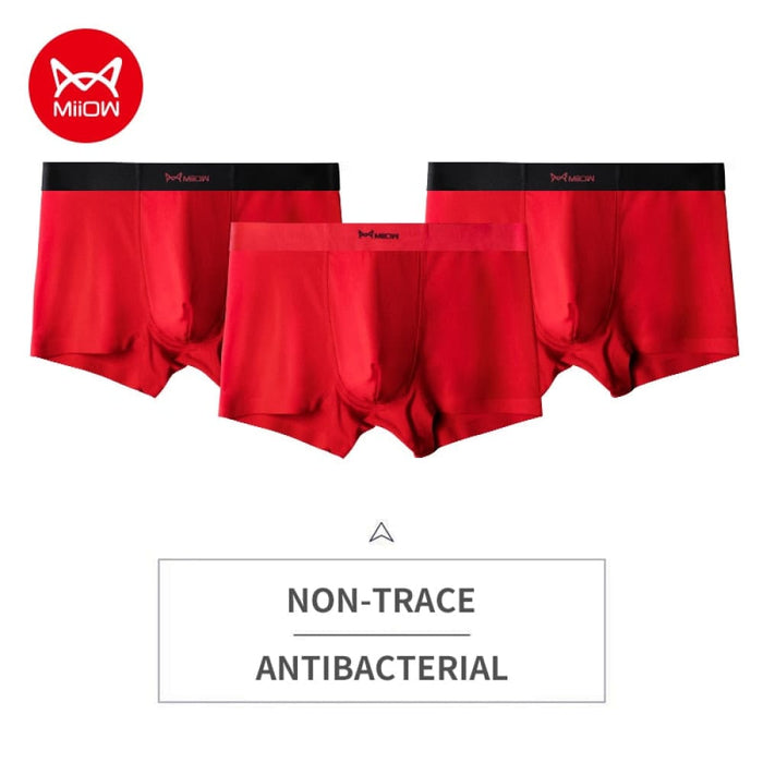 3pcs Modal Men Underwear Boxer Shorts Year Red Underpants