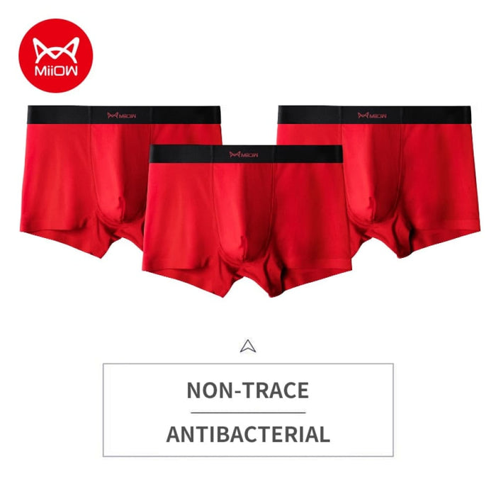 3pcs Modal Men Underwear Boxer Shorts Year Red Underpants