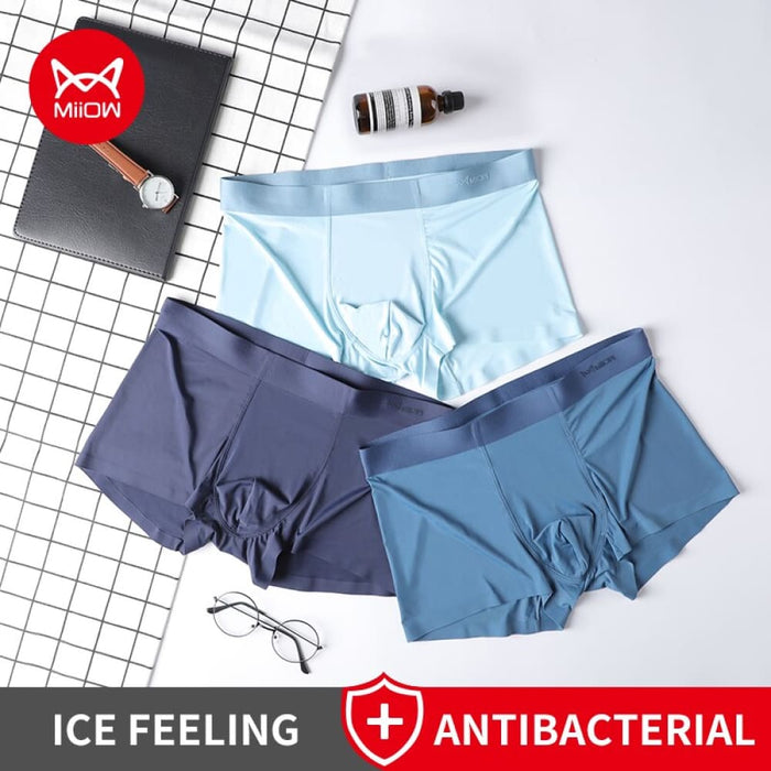 3pcs Seamless Boxer Men Underwear Ice Silk Antibacterial