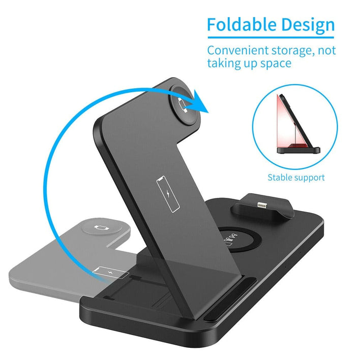 Vibe Geeks 4-in-1 Wireless Fast Charging Station For Qi