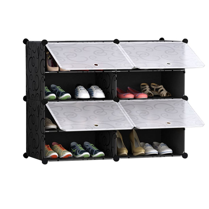 4 Tier 2 Column Shoe Rack Organizer Sneaker Footwear Storage