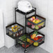 4 Tier Steel Square Rotating Kitchen Cart Multi-functional