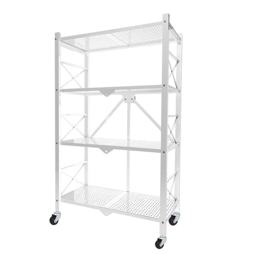 4 Tier Steel White Foldable Display Stand Multi-functional