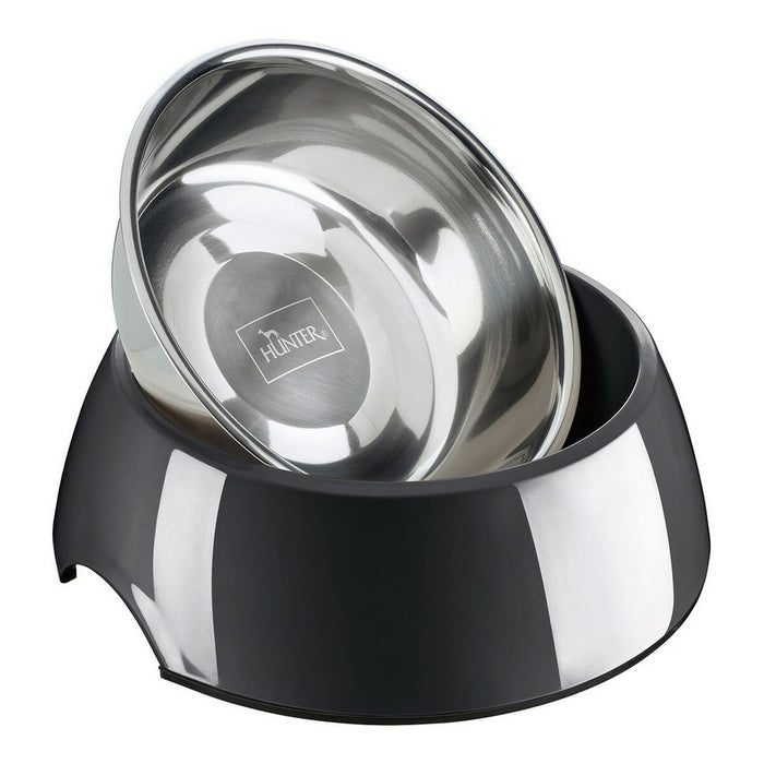 Dog Feeder By Hunter Melamin Stainless Steel Black 350 Ml