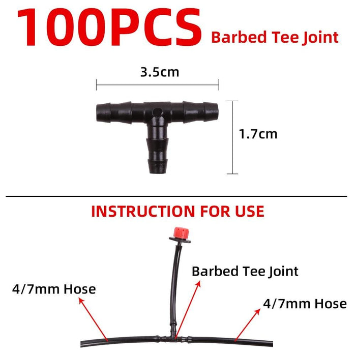 4 7mm Quick Adapter Barbed Tee Joint Adjustable Spray Drip