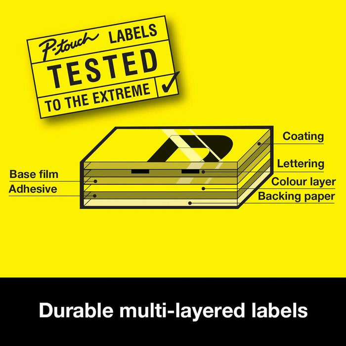 Laminated Tape For Labelling Machines By Brother Tze641 Yellow Black BlackYellow 18Mm