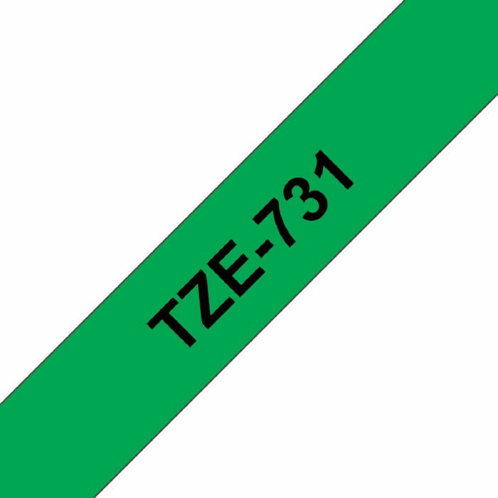 Laminated Tape For Labelling Machines By Brother Tze731 BlackGreen 12 Mm