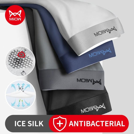 4pcs Men Underwear Boxer Shorts Antibacterial Ice Silk