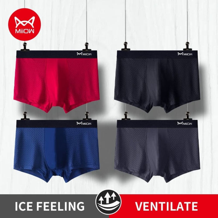 4pcs Mesh Men Underwear Boxer Breathable Boxers Shorts Ice