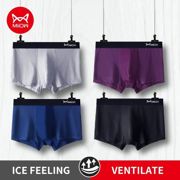 4pcs Mesh Men Underwear Boxer Breathable Boxers Shorts Ice