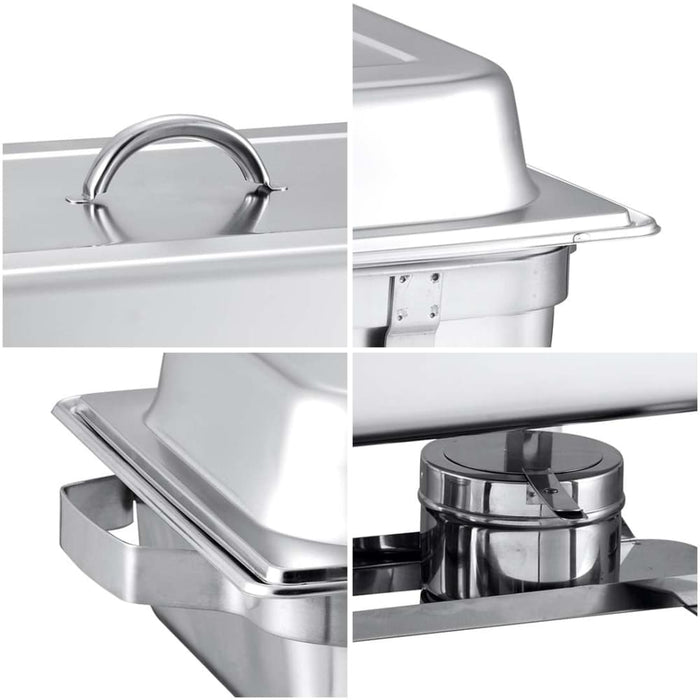 4x 3l Triple Tray Stainless Steel Chafing Food Warmer