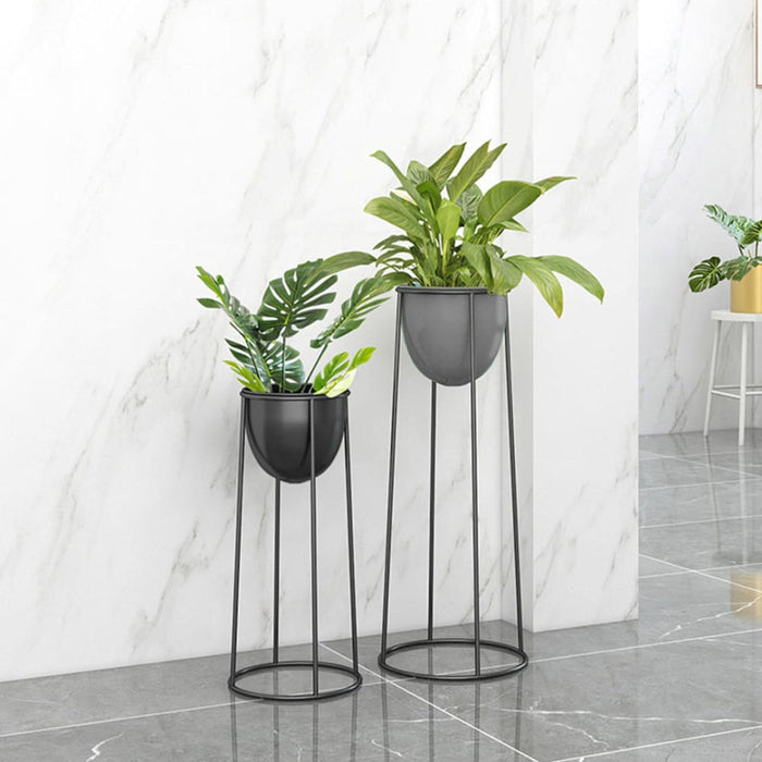 4x 50cm Round Wire Metal Flower Pot Stand With Black