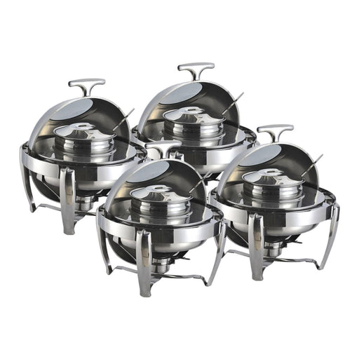4x 6.5l Stainless Steel Round Soup Tureen Bowl Station Roll