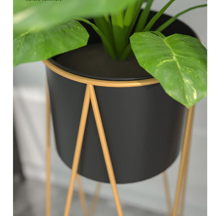 4x 70cm Gold Metal Plant Stand With Black Flower Pot Holder