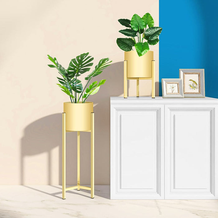 4x 75cm Gold Metal Plant Stand With Flower Pot Holder Corner