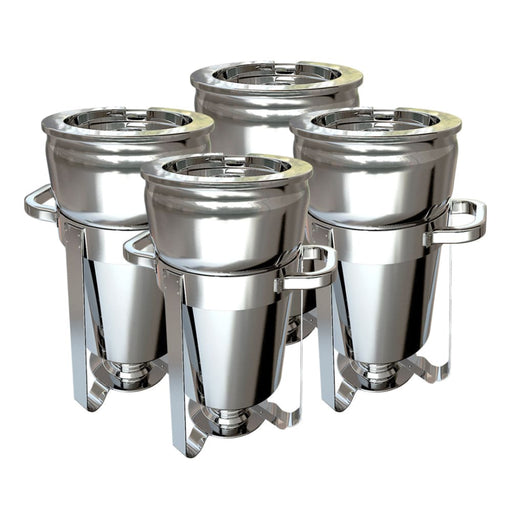 4x 7l Round Stainless Steel Soup Warmer Marmite Chafer Full