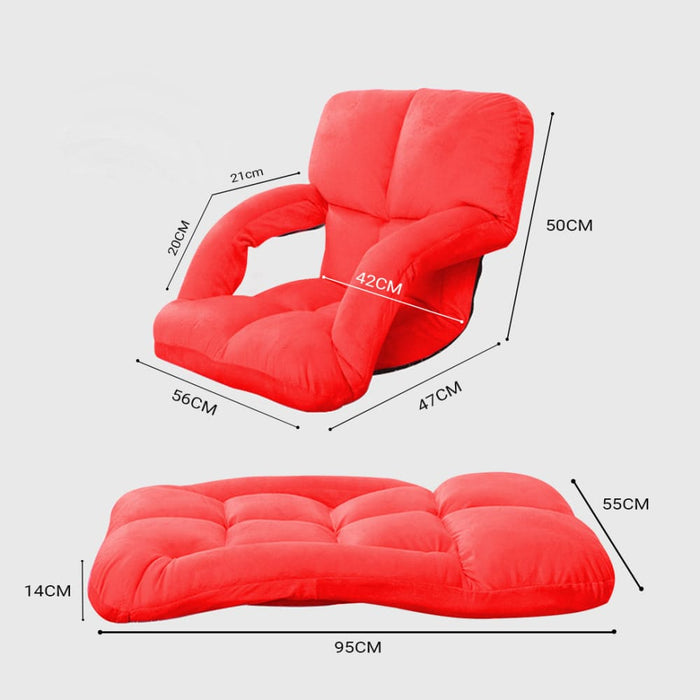 4x Foldable Lounge Cushion Adjustable Floor Lazy Recliner