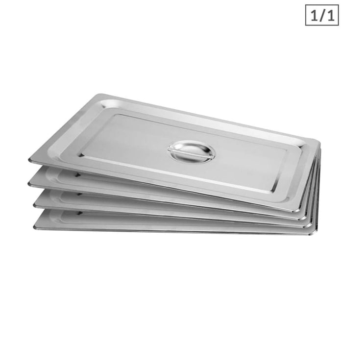 4x Gastronorm Gn Pan Lid Full Size 1 Stainless Steel Tray