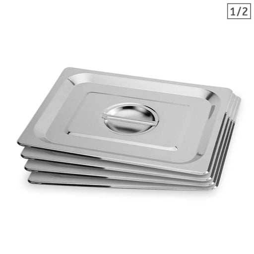 4x Gastronorm Gn Pan Lid Full Size 1 2 Stainless Steel Tray
